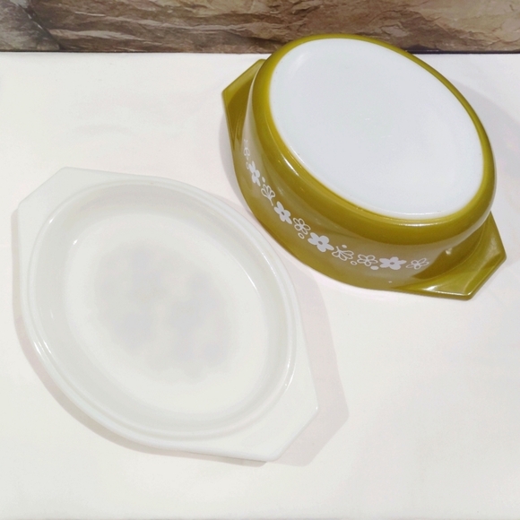 Vintage Pyrex 1 1/2 QT Spring Blossom Crazy Daisy Casserole 043 Lid 943 C36 - Picture 7 of 13